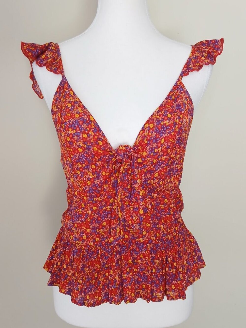 NWT Patrons of Peace Smocked Peek-A-Boo Cami Tank Top Size Medium
